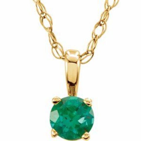 14K Yellow 3 mm Lab-Grown EmeraldSolitaire 14